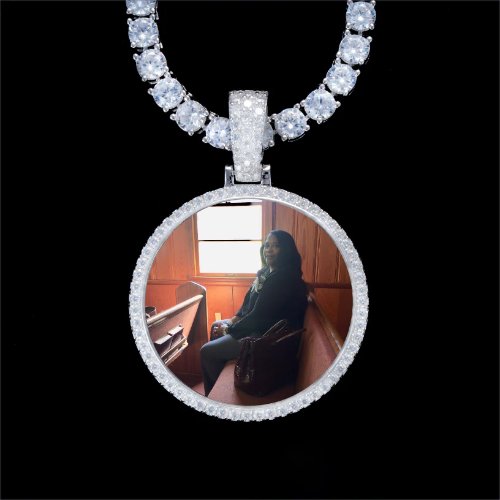 925S & VVS Moissanite 3D Circle Custom Picture Pendant