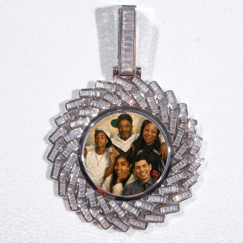 Large 3D Baguette Custom Picture Pendant