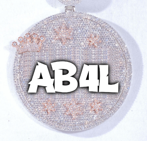 CUSTOM LETTER NECKLACE 3D BIG CROWN DISC