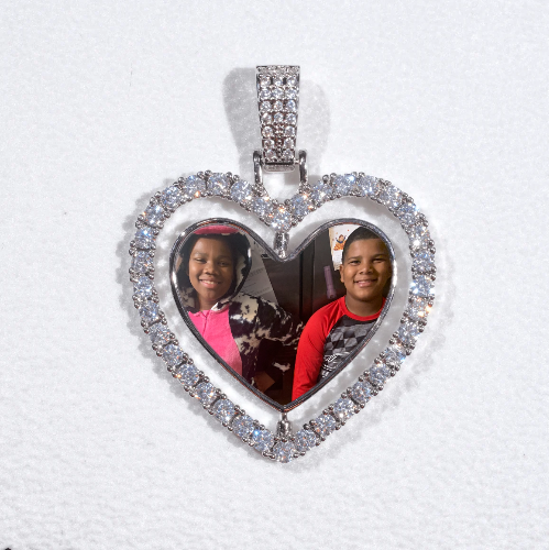 3D Spinning 2-Faced Heart Custom Picture Pendant