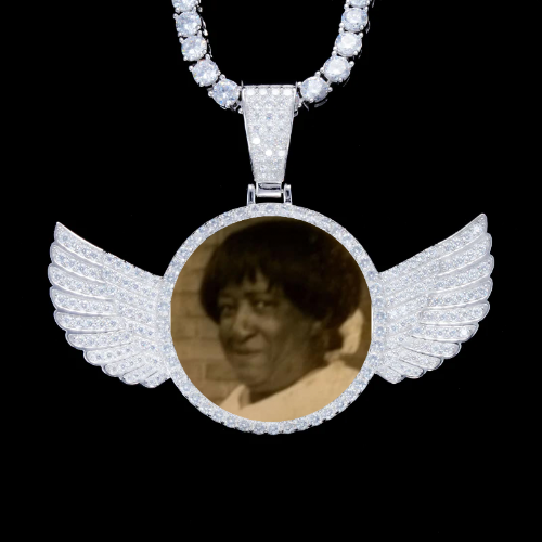 925S & VVS Moissanite 3D Wing Custom Picture Pendant