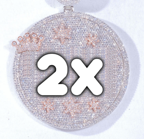 CUSTOM LETTER NECKLACE 3D BIG CROWN DISC