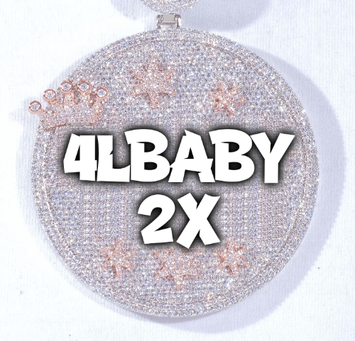 CUSTOM LETTER NECKLACE 3D BIG CROWN DISC