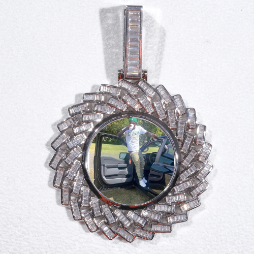 Large 3D Baguette Custom Picture Pendant