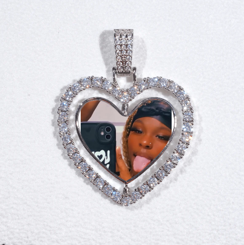 3D Spinning 2-Faced Heart Custom Picture Pendant