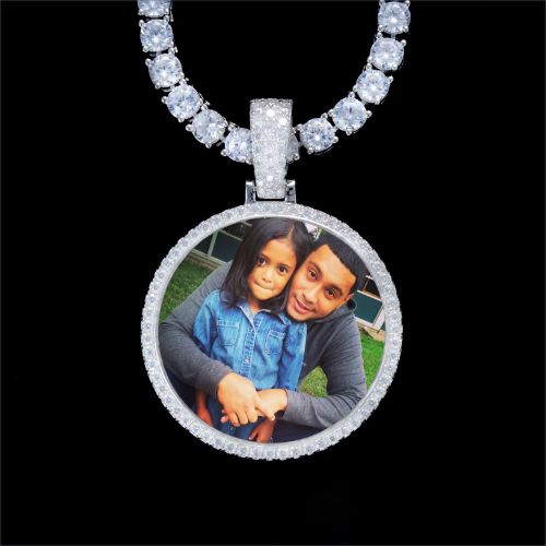 925S & VVS Moissanite 3D Circle Custom Picture Pendant