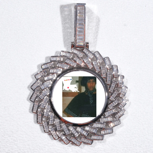 Large 3D Baguette Custom Picture Pendant