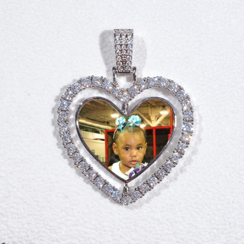 3D Spinning 2-Faced Heart Custom Picture Pendant