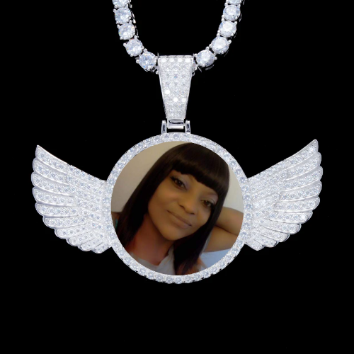925S & VVS Moissanite 3D Wing Custom Picture Pendant