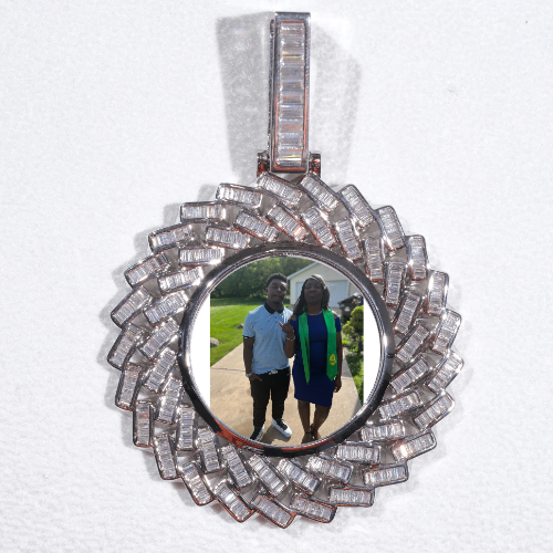 Large 3D Baguette Custom Picture Pendant