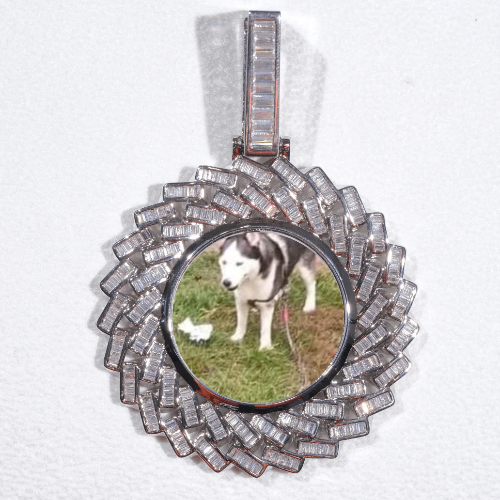 Large 3D Baguette Custom Picture Pendant