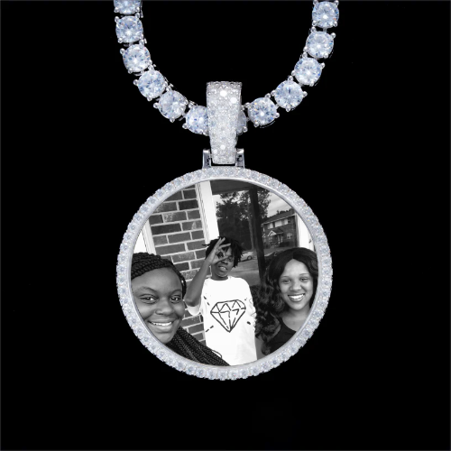 925S & VVS Moissanite 3D Circle Custom Picture Pendant