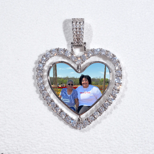 3D Spinning 2-Faced Heart Custom Picture Pendant