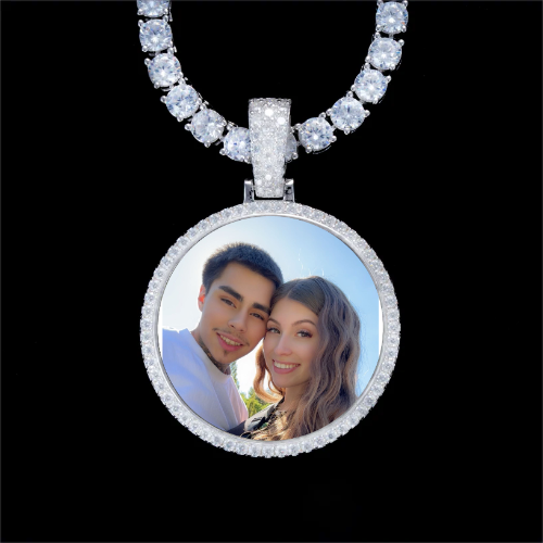 925S & VVS Moissanite 3D Circle Custom Picture Pendant