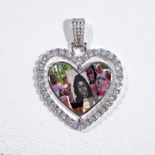 3D Spinning 2-Faced Heart Custom Picture Pendant