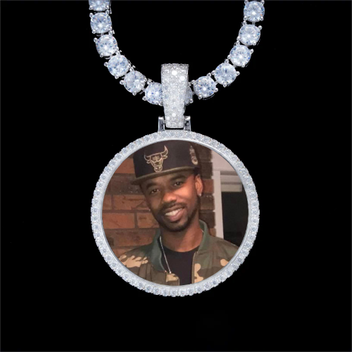 925S & VVS Moissanite 3D Circle Custom Picture Pendant