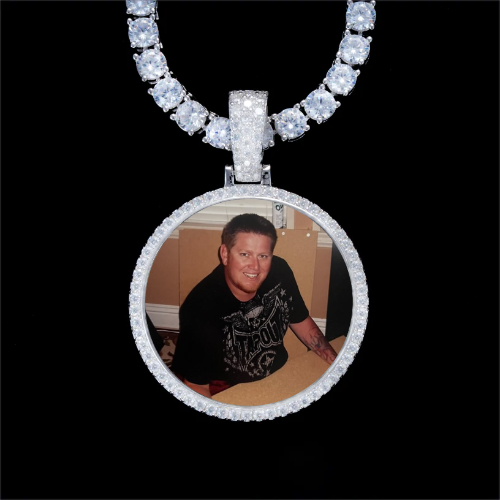 925S & VVS Moissanite 3D Circle Custom Picture Pendant