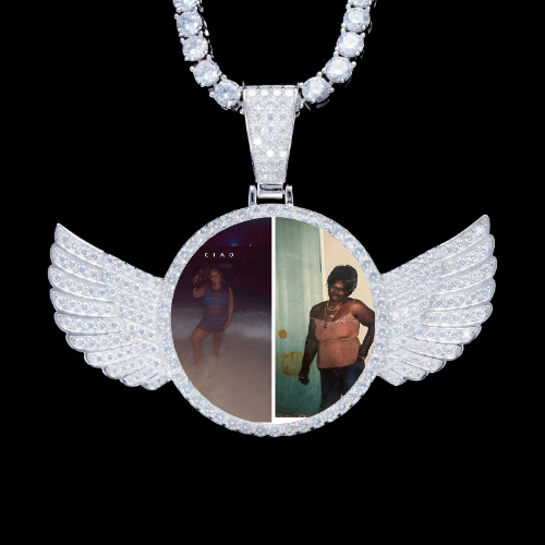 925S & VVS Moissanite 3D Wing Custom Picture Pendant