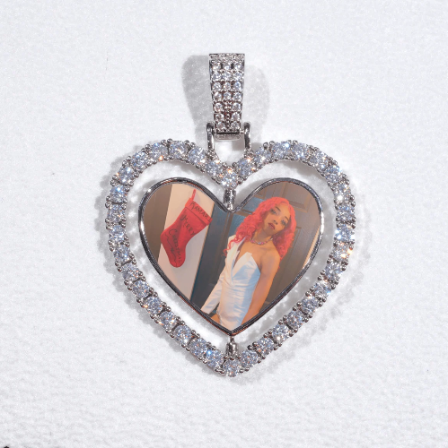 3D Spinning 2-Faced Heart Custom Picture Pendant