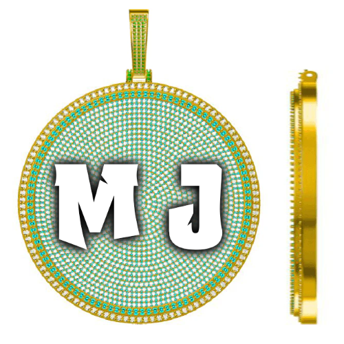 CUSTOM LETTER NECKLACE 3D BIG DISC