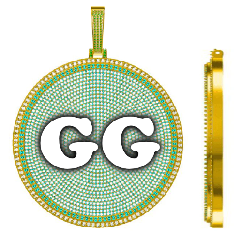 CUSTOM LETTER NECKLACE 3D BIG DISC