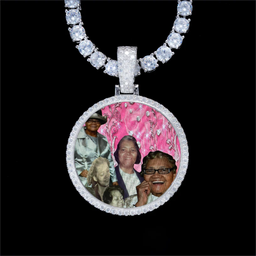 925S & VVS Moissanite 3D Circle Custom Picture Pendant
