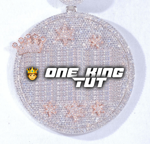 CUSTOM LETTER NECKLACE 3D BIG CROWN DISC