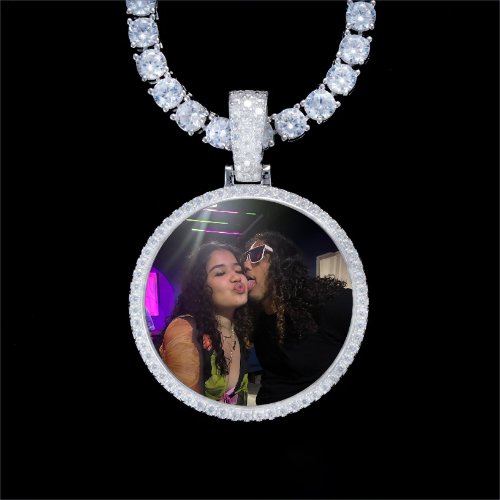 925S & VVS Moissanite 3D Circle Custom Picture Pendant