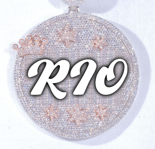 CUSTOM LETTER NECKLACE 3D BIG CROWN DISC