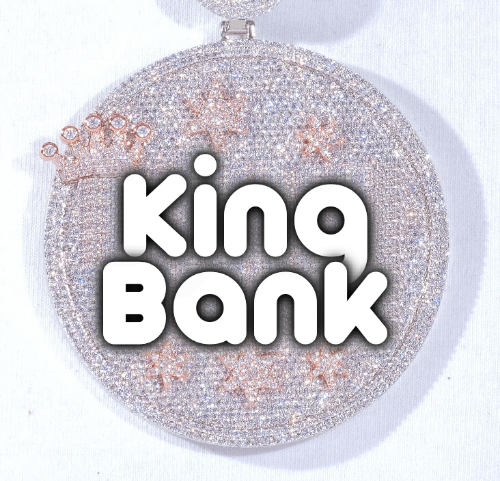 CUSTOM LETTER NECKLACE 3D BIG CROWN DISC