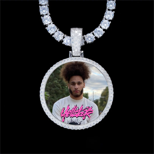 925S & VVS Moissanite 3D Circle Custom Picture Pendant