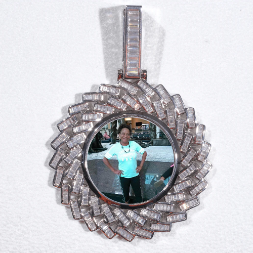 Large 3D Baguette Custom Picture Pendant