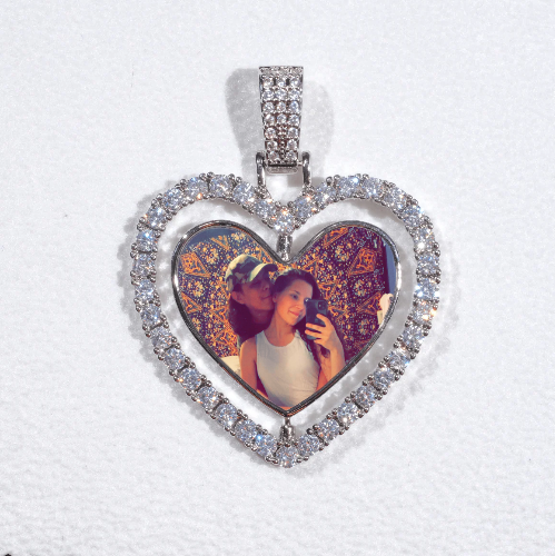 3D Spinning 2-Faced Heart Custom Picture Pendant