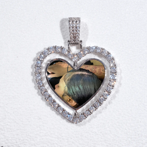 3D Spinning 2-Faced Heart Custom Picture Pendant
