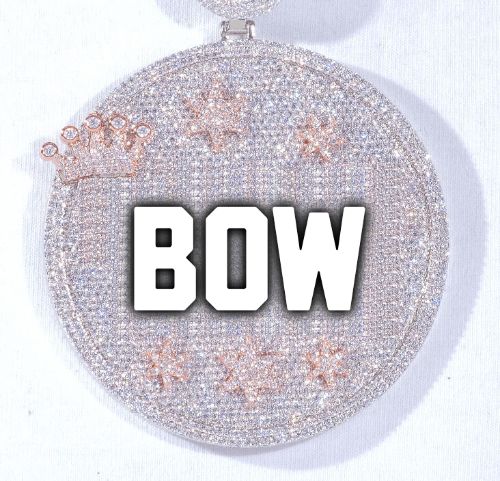 CUSTOM LETTER NECKLACE 3D BIG CROWN DISC