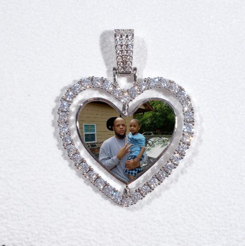 3D Spinning 2-Faced Heart Custom Picture Pendant
