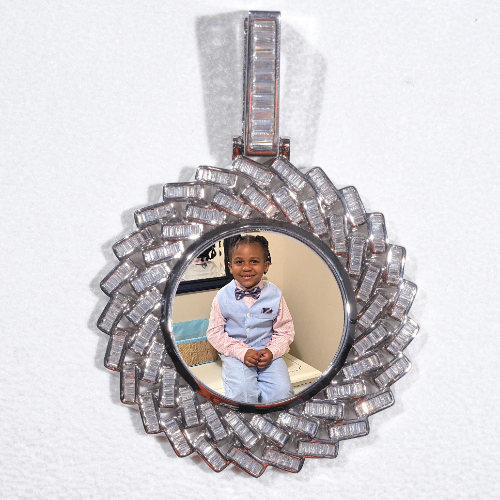 Large 3D Baguette Custom Picture Pendant