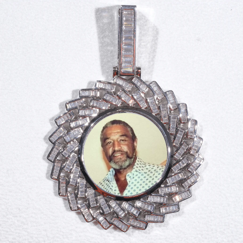 Large 3D Baguette Custom Picture Pendant