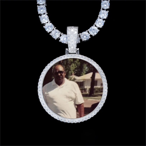 925S & VVS Moissanite 3D Circle Custom Picture Pendant
