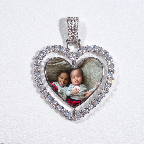 3D Spinning 2-Faced Heart Custom Picture Pendant