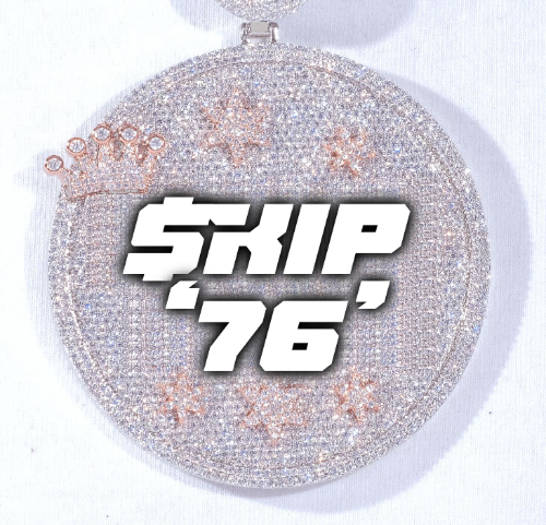 CUSTOM LETTER NECKLACE 3D BIG CROWN DISC