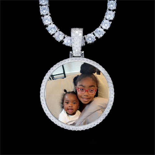 925S & VVS Moissanite 3D Circle Custom Picture Pendant