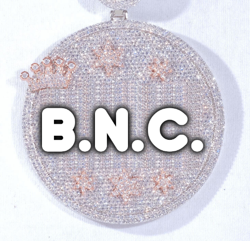 CUSTOM LETTER NECKLACE 3D BIG CROWN DISC