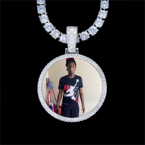 925S & VVS Moissanite 3D Circle Custom Picture Pendant