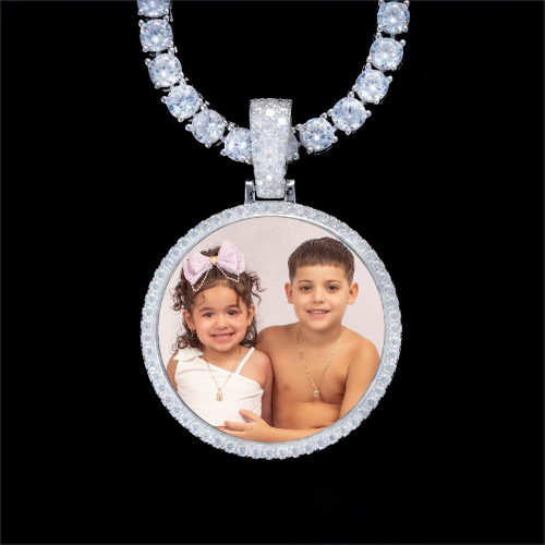 925S & VVS Moissanite 3D Circle Custom Picture Pendant