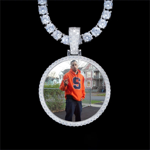 925S & VVS Moissanite 3D Circle Custom Picture Pendant