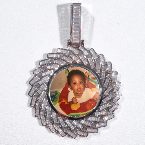 Large 3D Baguette Custom Picture Pendant