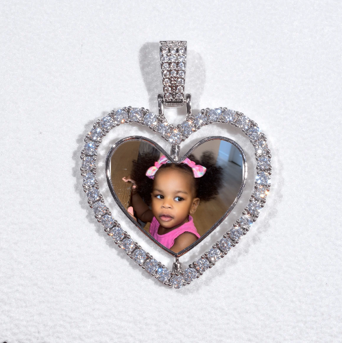 3D Spinning 2-Faced Heart Custom Picture Pendant