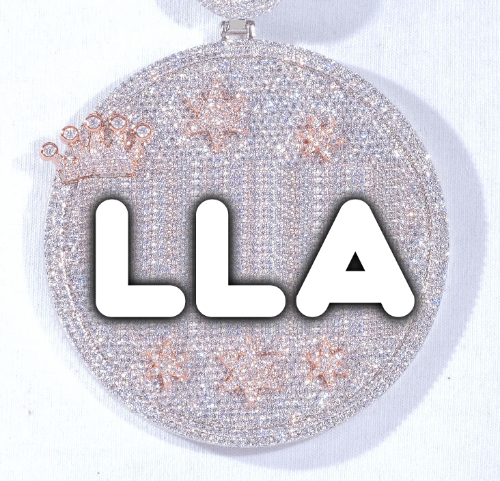 CUSTOM LETTER NECKLACE 3D BIG CROWN DISC