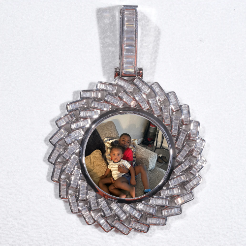 Large 3D Baguette Custom Picture Pendant
